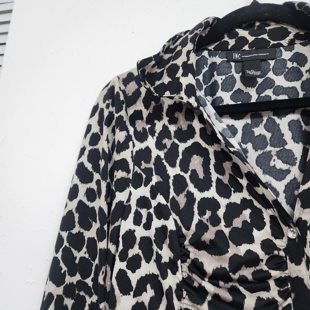 INC 3/4 Sleeve Animal Print Blouse Top XL - Picture 7 of 15